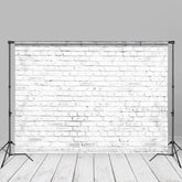 Aperturee – reinweißer Backsteinmauer Fotografie Stoffhintergrund
