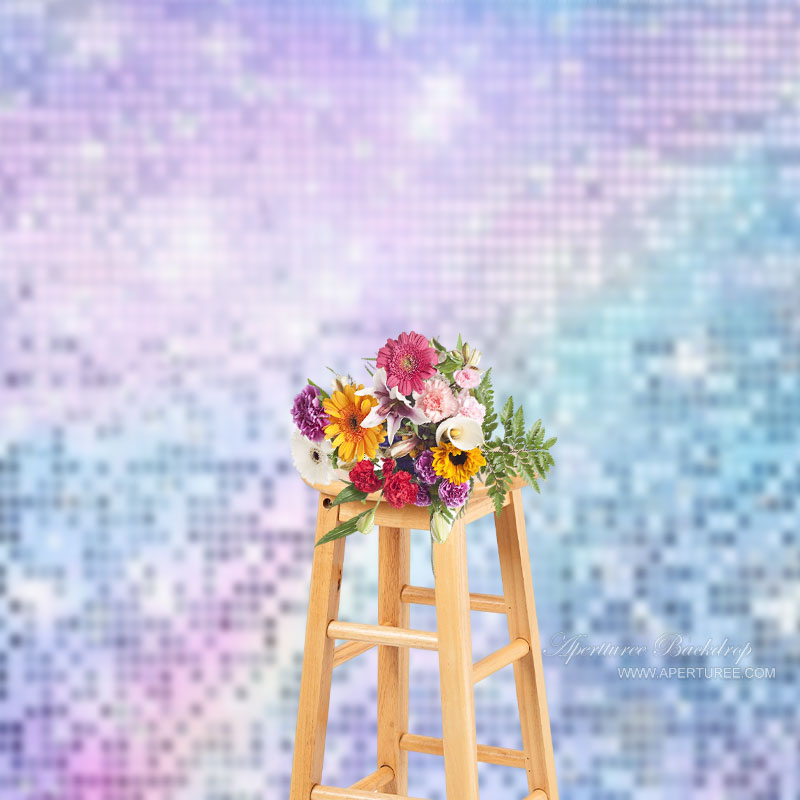 Aperturee - Lila und blau glitzernder Pailletten Hintergrund für Geburtstagsbilder