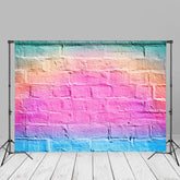 Aperturee - Regenbogen Süßigkeits Pastell Backsteinmauer Portrait Hintergrund