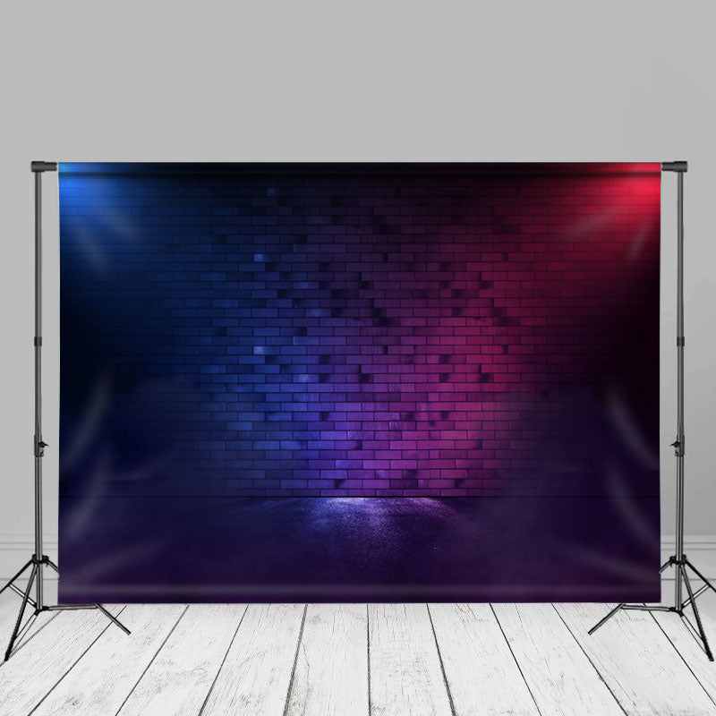 Aperturee – Strahlen Neon Hellblau Rot Backstein Fotostudio Hintergrund