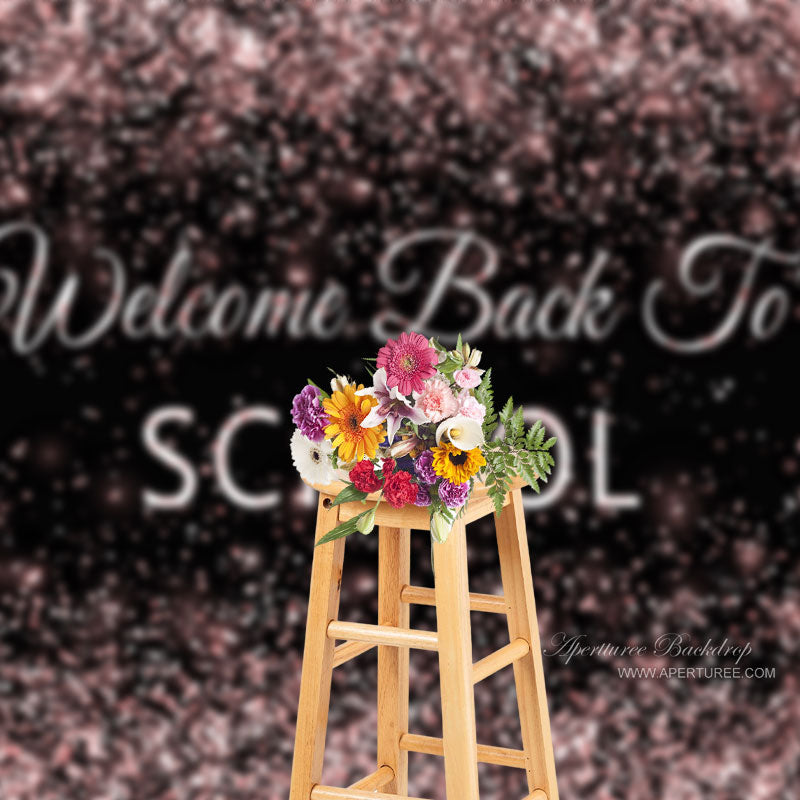 Aperturee - Roségoldener Glitzer Hintergrund Willkommen zurück in der Schule