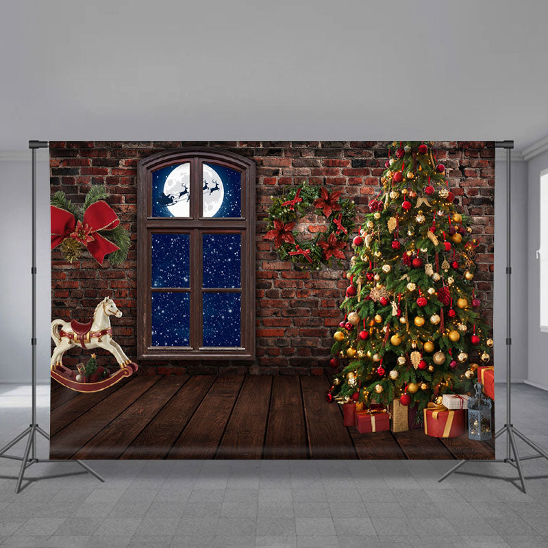 Aperturee - Weihnachtsmann über dem Mond frohe Weihnachtskulisse