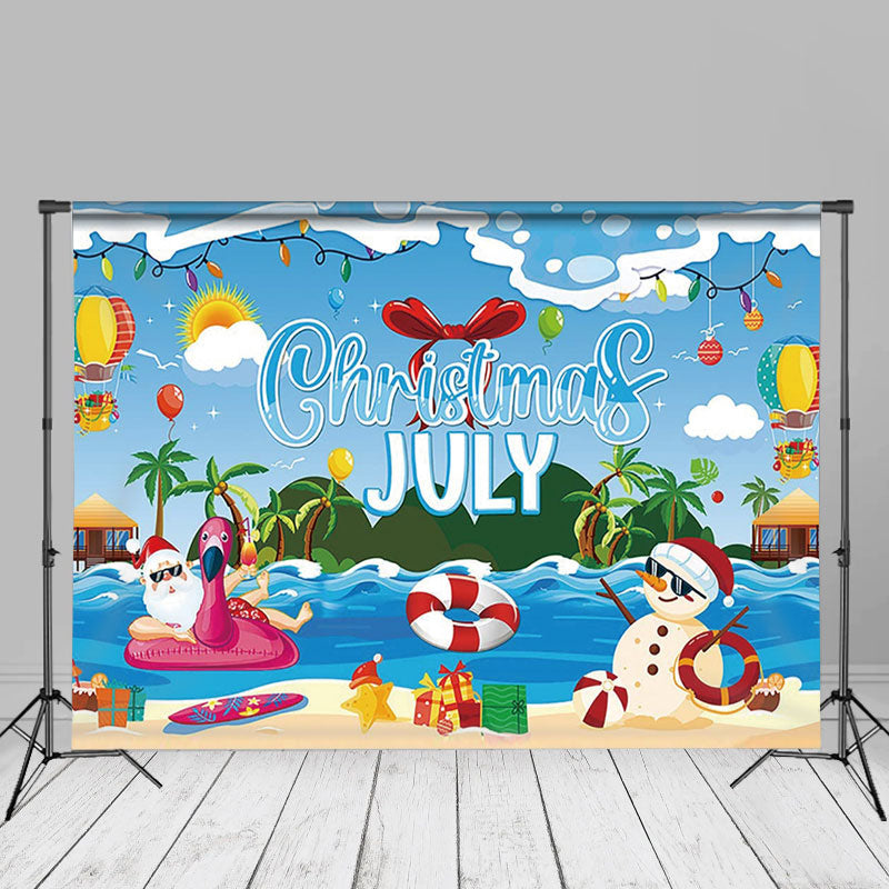 Aperturee - Santa Snowman Pool Party Weihnachten im Juli Hintergrund