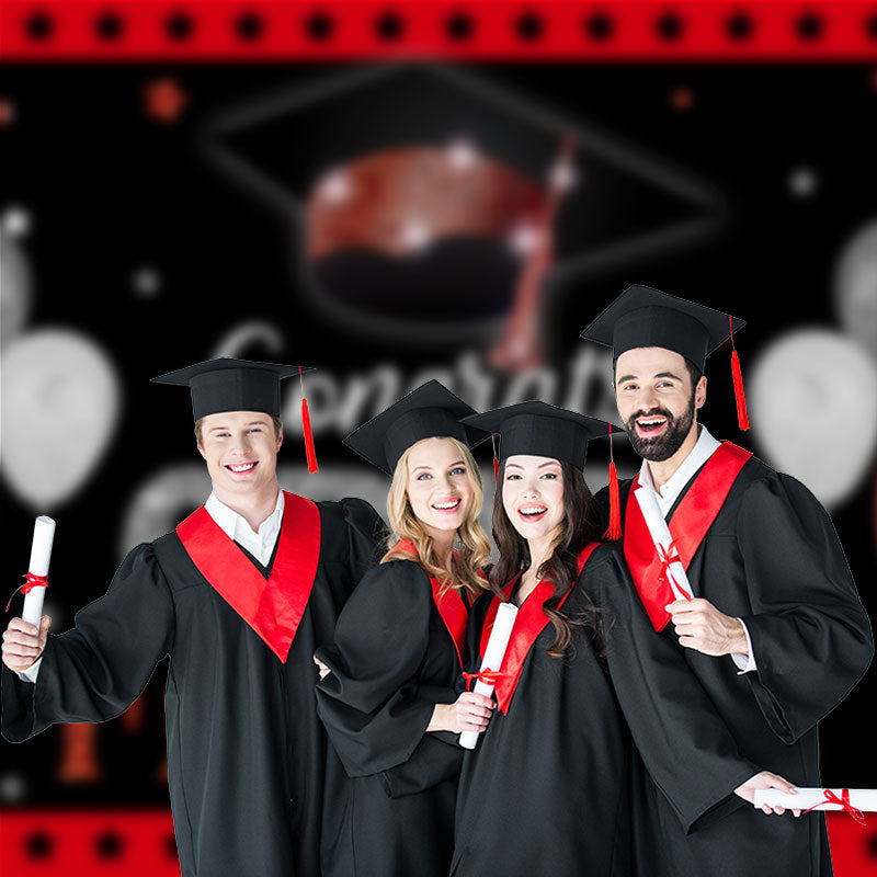 Aperturee - Rote silberne Luftballons schwarzer Grad Hintergrund für Fotos
