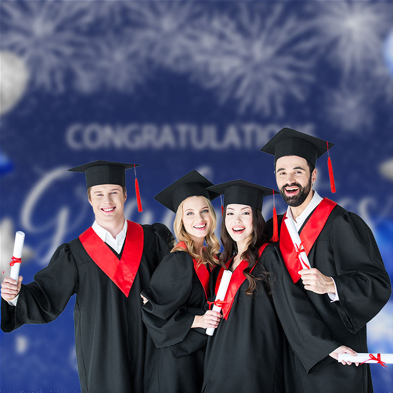 Aperturee - Silberblaue Luftballons glitzern als Hintergrund für Glückwunsch Grad