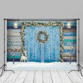 Aperturee - Schneeblaue Blockhaus Weihnachts Fotohintergrund Ideen