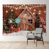 Aperturee - Verschneite Hütte Candyland Glänzende Feiertags Weihnachtskulisse