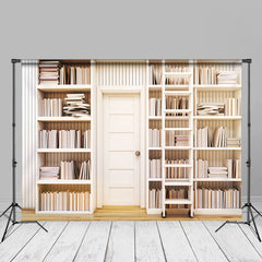 Aperturee - Studierzimmer Weiße Bücherregale Zurück Zur Schule Hintergrund