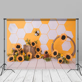 Aperturee - Sonnenblumen Bienenholz Fotohintergründe für Geburtstagskuchen