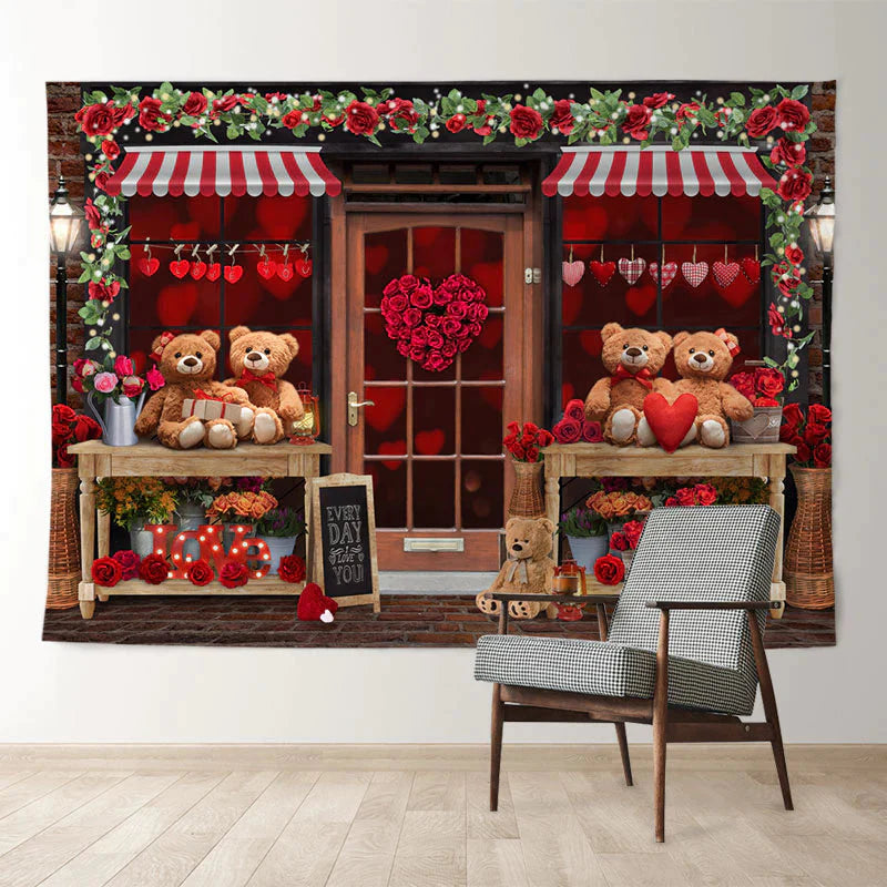 Aperturee - Teddy Red Rose Happy Valentines Day Shop Hintergrund