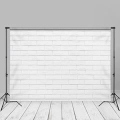 Aperturee - Texturierter weißer Backsteinmauer Portrait Fotohintergrund
