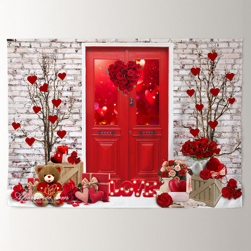 Aperturee - Rote Themen Rosen Backsteinmauer Valentinstag Foto Hintergrund
