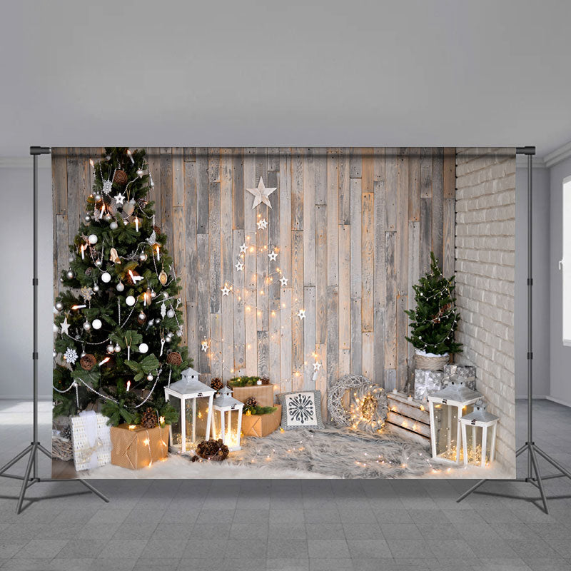 Aperturee - Baum Licht Stern Thema hölzerne Weihnachtskulisse