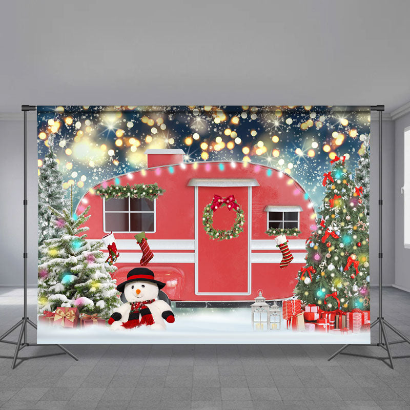 Aperturee - Roter LKW Farblichtunschärfe Schnee Weihnachtshintergrund