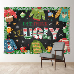 Aperturee - Hässlicher Pullover essen trinken bunte Weihnachtskulisse