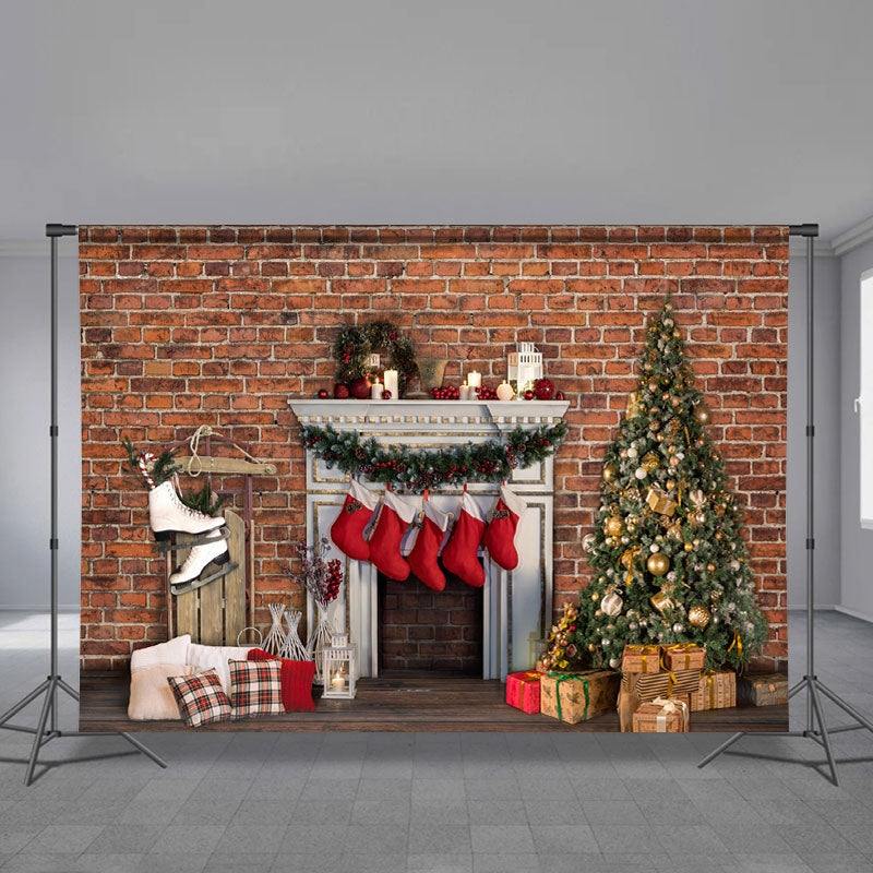 Aperturee - Vintage Ziegel Wall Stock Geschenk Weihnachtskulisse