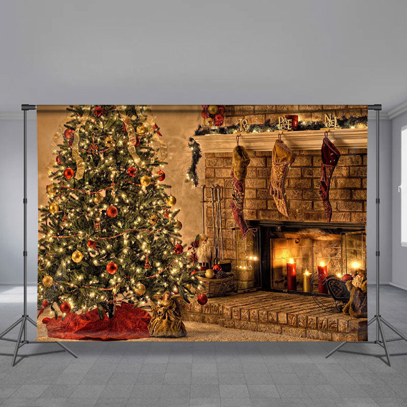Aperturee - Vintage Kaminstrumpfbaum Weihnachtskulisse