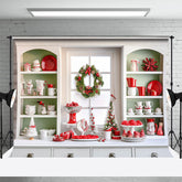 Aperturee - Weiß grüne Weihnachtsküche Fotoshooting Hintergrund