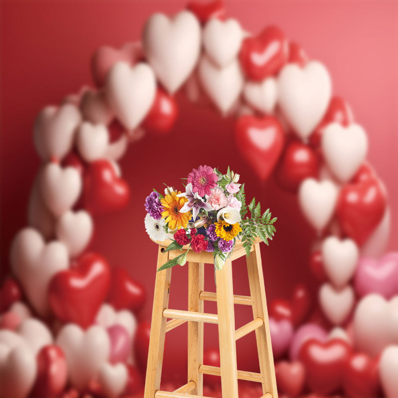 Aperturee - Rot weißer Herz Bogen Ballon Valentinstag Hintergrund