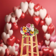 Aperturee - Rot weißer Herz Bogen Ballon Valentinstag Hintergrund