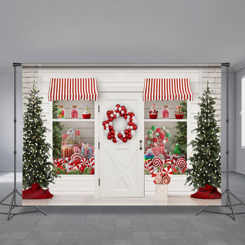 Aperturee - Weißer Lollipop Store Baum Deko Weihnachtshintergrund