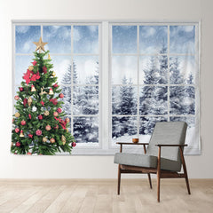 Aperturee - Weiße Fenster Schneewald Weihnachtsbaum Hintergrund
