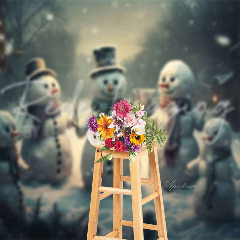 Aperturee - Winter Schneemann Weihnachtshintergrund für Foto