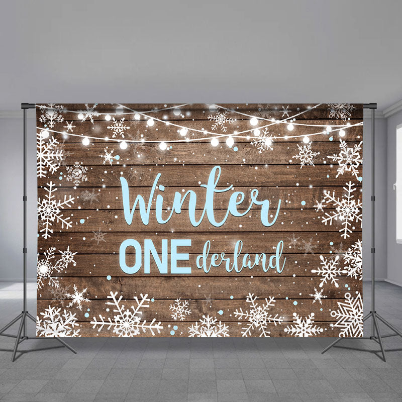 Aperturee - Holzschneeblauer Onederland Hintergrund zum 1. Geburtstag