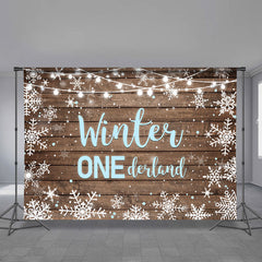 Aperturee - Holzschneeblauer Onederland Hintergrund zum 1. Geburtstag
