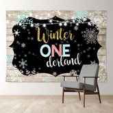 Aperturee - Holz Winter Onederland Schneeflocke Geburtstagskulisse