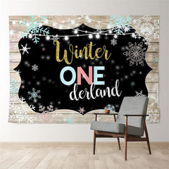Aperturee - Holz Winter Onederland Schneeflocke Geburtstagskulisse