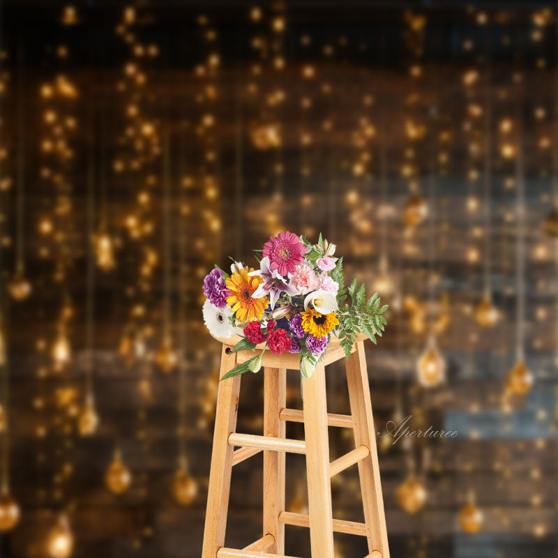 Aperturee - Hölzerne Wandlampe glitzernde Foto Shooting Hintergrund