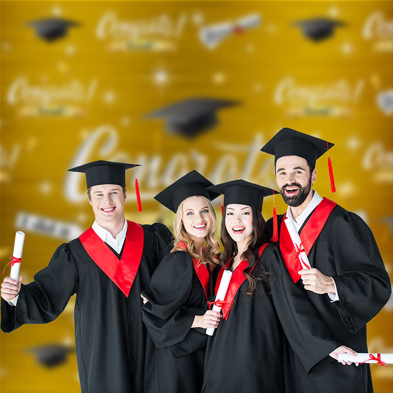 Aperturee - Yellow Star Mortarboard Herzlichen Glückwunsch Grad Party Hintergrund