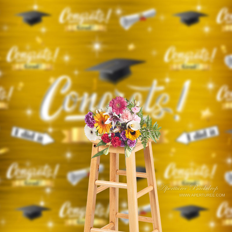 Aperturee - Yellow Star Mortarboard Herzlichen Glückwunsch Grad Party Hintergrund