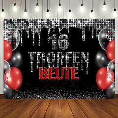 Beute 16 Schwarz Silber Funkeln Geburtstag Hintergrund