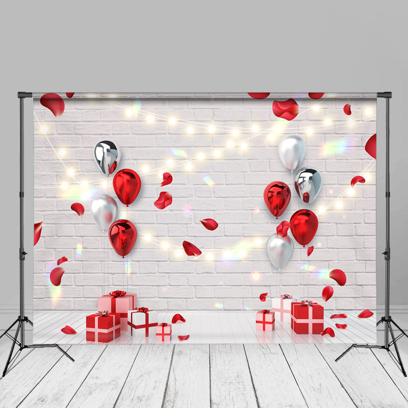 Aperturee - Roter Ballon Geschenk Ziegelstein Valentinstag Foto Hintergrund