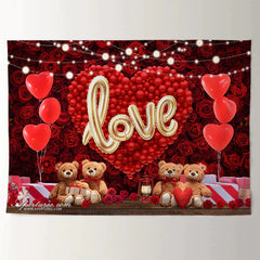 Aperturee - Roter Ballon Herz Teddy Rosen Valentinstag Hintergrund