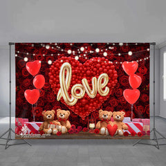 Aperturee - Roter Ballon Herz Teddy Rosen Valentinstag Hintergrund