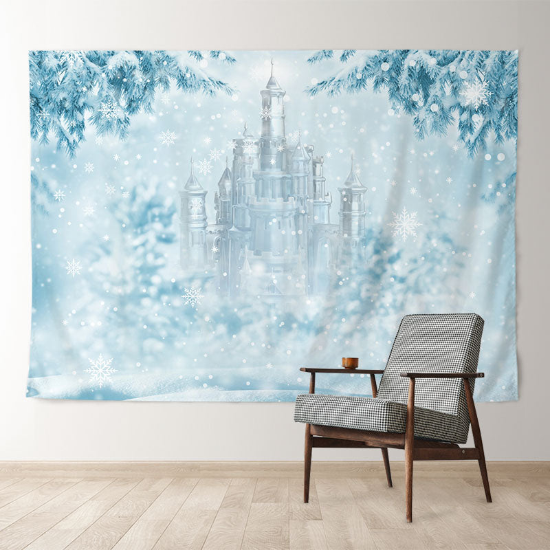 Aperturee - Blau Castle Frozen Welt Winterszenen Hintergrund