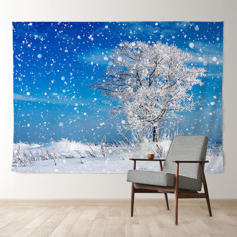 Aperturee - Blauer Himmel verschneiter Baum Winterhintergrund für Fotos