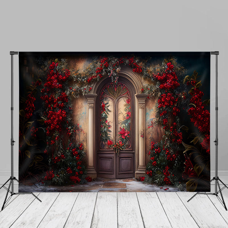 Aperturee - Klassischer roter floraler Tür Portrait Fotoautomaten Hintergrund