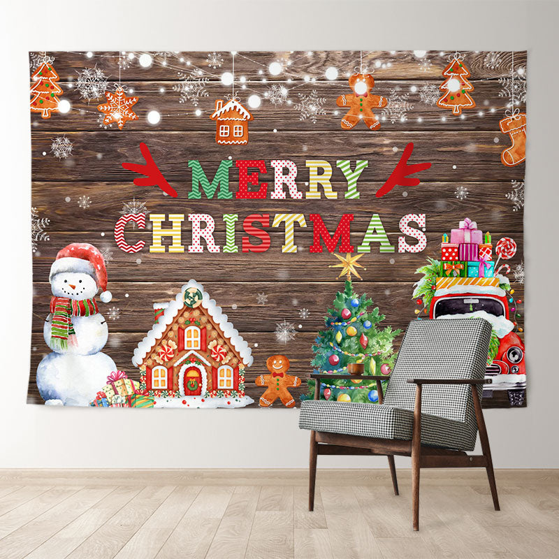 Aperturee - Farbe Schneemann Ingwer Holz Frohe Weihnachten Hintergrund