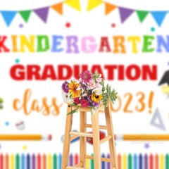 Aperturee - Farbenfroher Sationeries Kindergarten Fotohintergrund für Absolventen