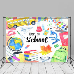 Aperturee - Bunte Subjekt Tools Taschen Bus Zurück zu Schule Hintergrund
