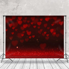 Aperturee - Glitzernder dunkelroter Herz Bokeh Valentinstag Hintergrund