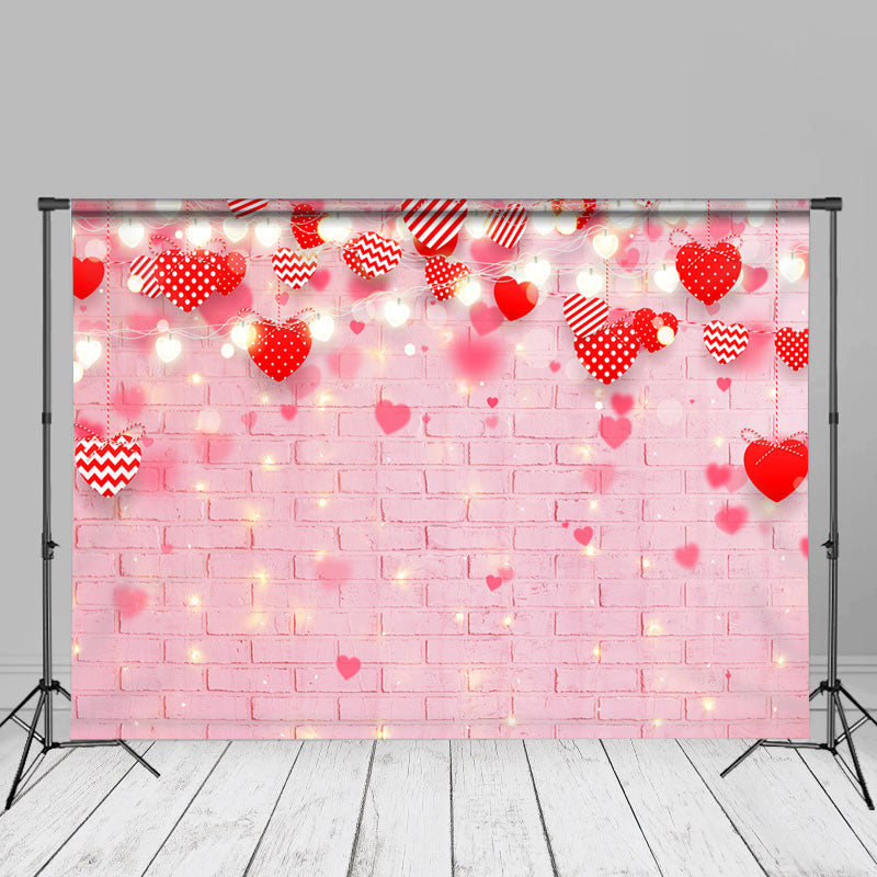 Aperturee - Glitzernder rosa Backsteinmauer Valentinstag Fotohintergrund