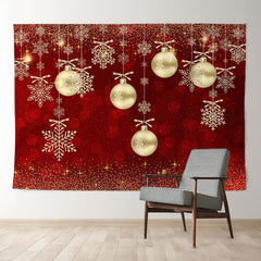 Aperturee - Goldkugel Glitzer Schnee Rot Weihnachtshintergrund