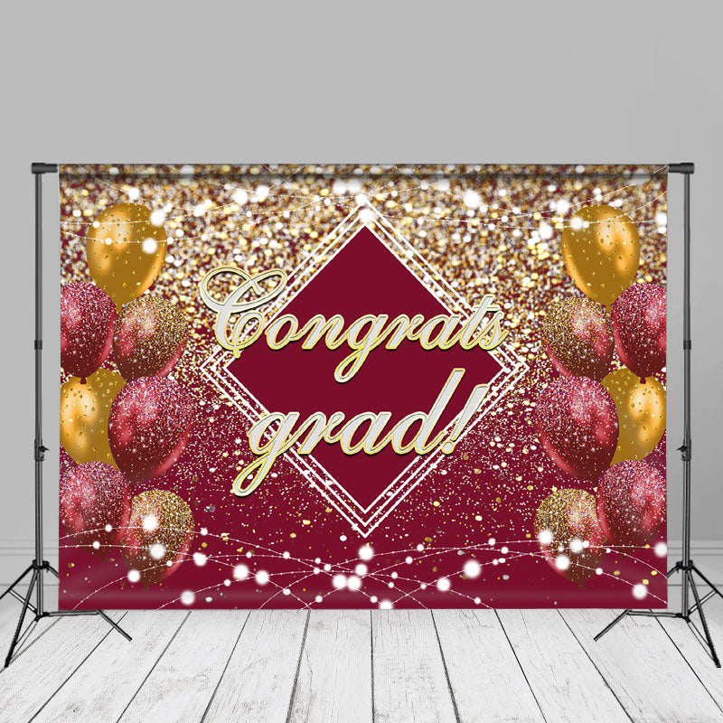Aperturee - Goldglitter Ballon roter Bokeh Grad Hintergrund für Foto