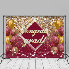 Aperturee - Goldglitter Ballon roter Bokeh Grad Hintergrund für Foto