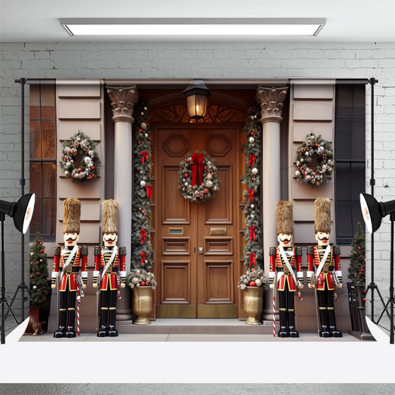 Aperturee - Wunderschöner Tor Weihnachtskranz Schutz Fotohintergrund